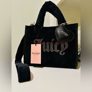 Juicy Couture Big Spender Mini Tote Purse Velour Black NEW